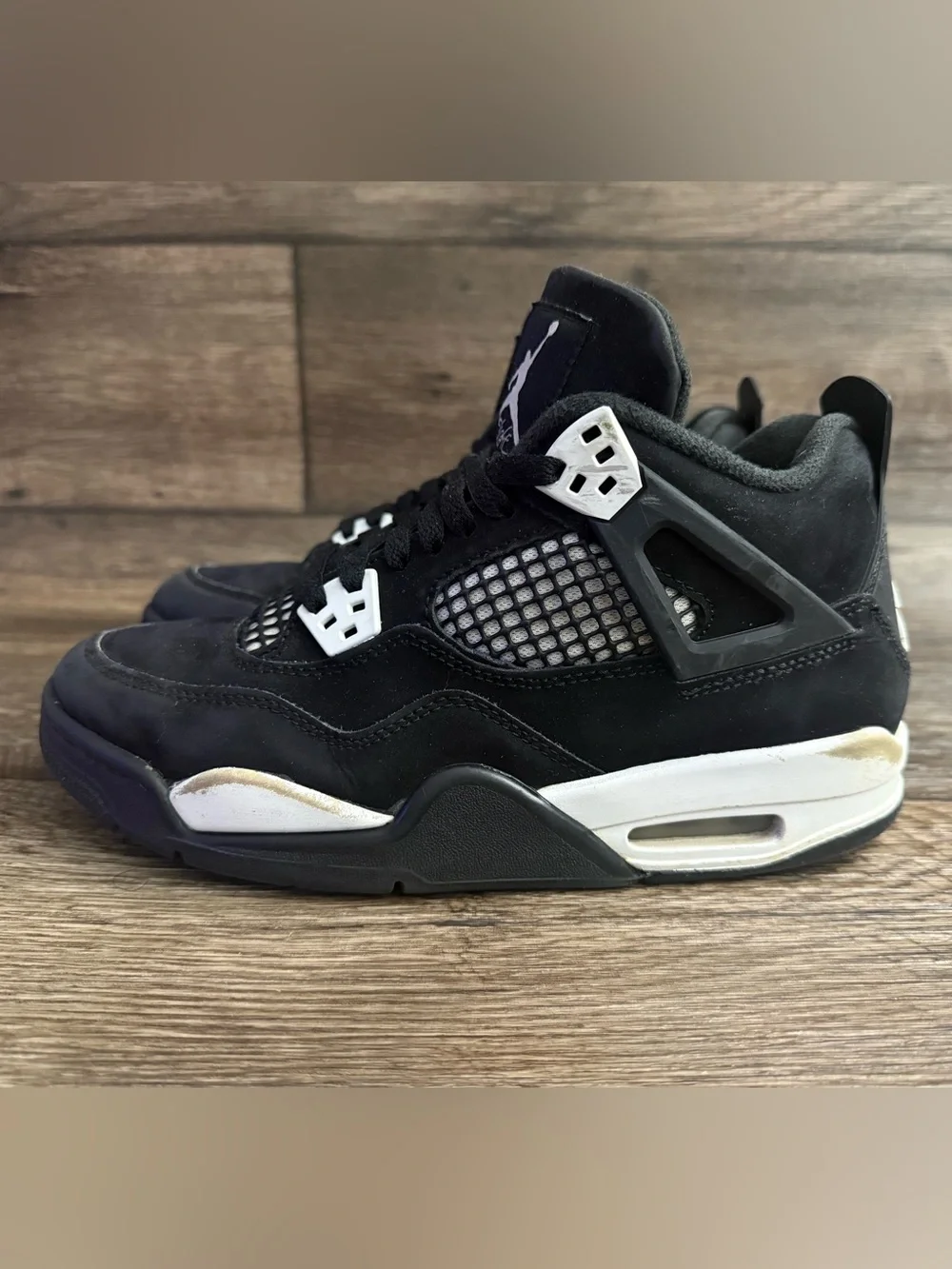 Nike Air Jordan 4 Retro Black White Thunder Kids Size 6.5Y